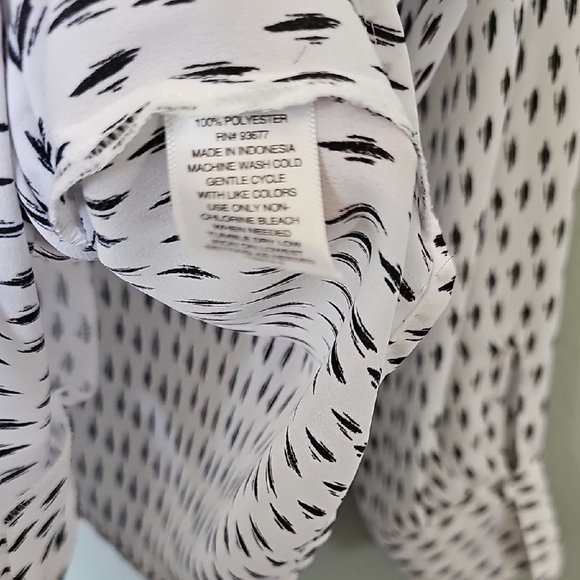 Worthington Relaxed Slouchy Black and White Button Down Long Sleeve Shirt PXL - Picture 7 of 8